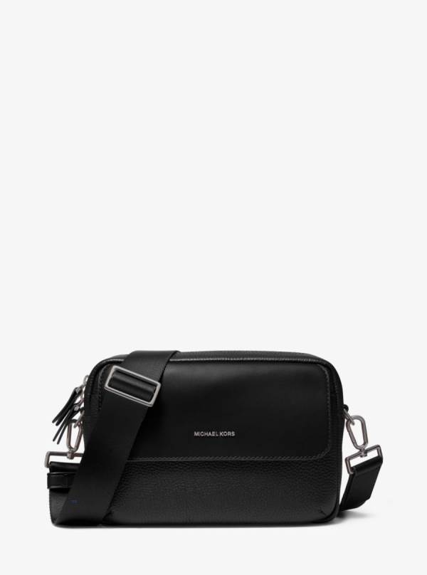 Panske Crossbody Kabelka Michael Kors Hudson Pebbled Leather Čierne - Tasky Michael Kors Obchod | PNHJV-5947